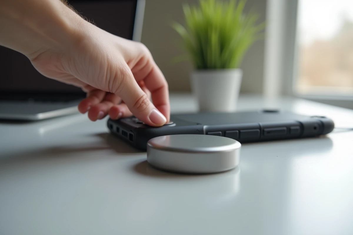 Coque épaisse pour iPhone posée à côté d'un chargeur MagSafe, illustrant le problème de compatibilité magnétique avec les coques volumineuses