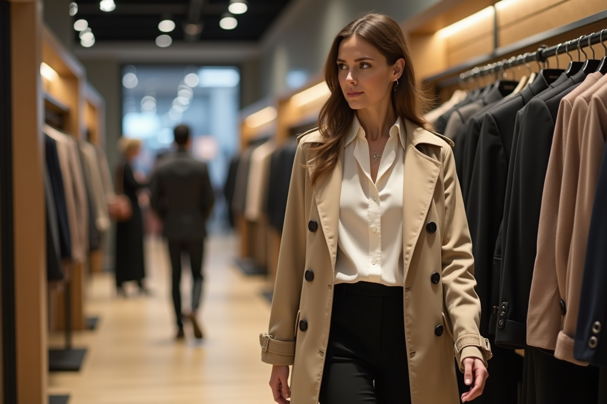 Femme élégante dans une boutique de mode chic