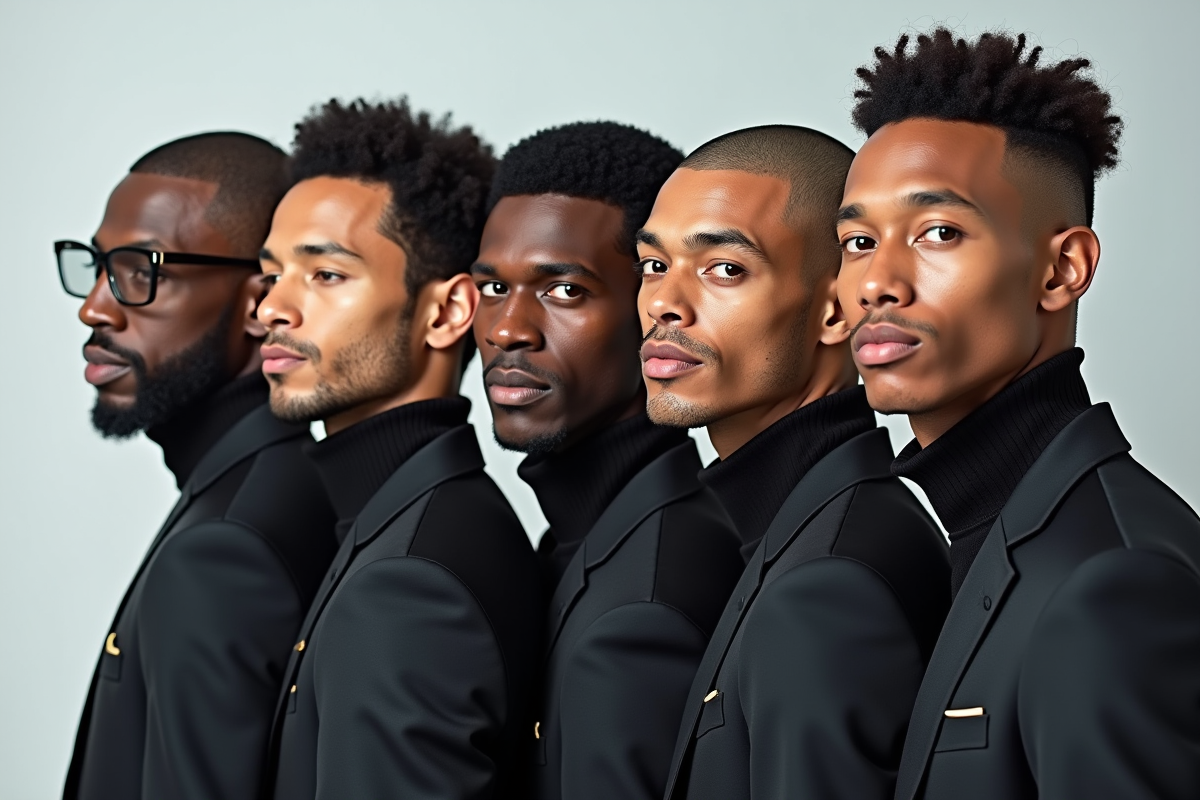 Groupe d hommes avec differentes formes de visage