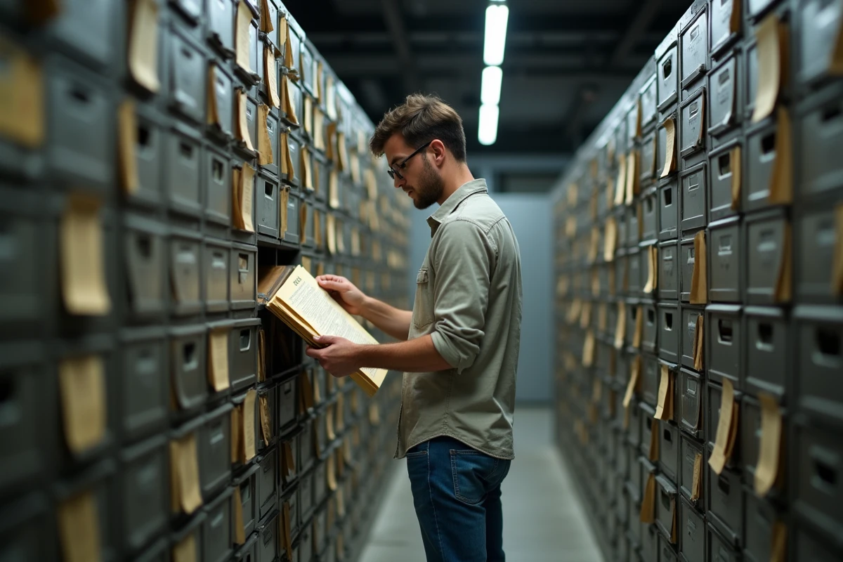Jeune homme ouvrant un tiroir d
