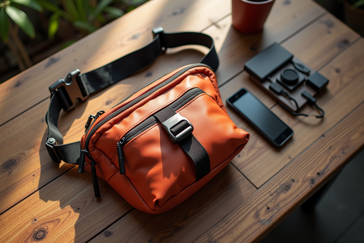 Ceinture bien organisée sur table en ambiance lumineuse
