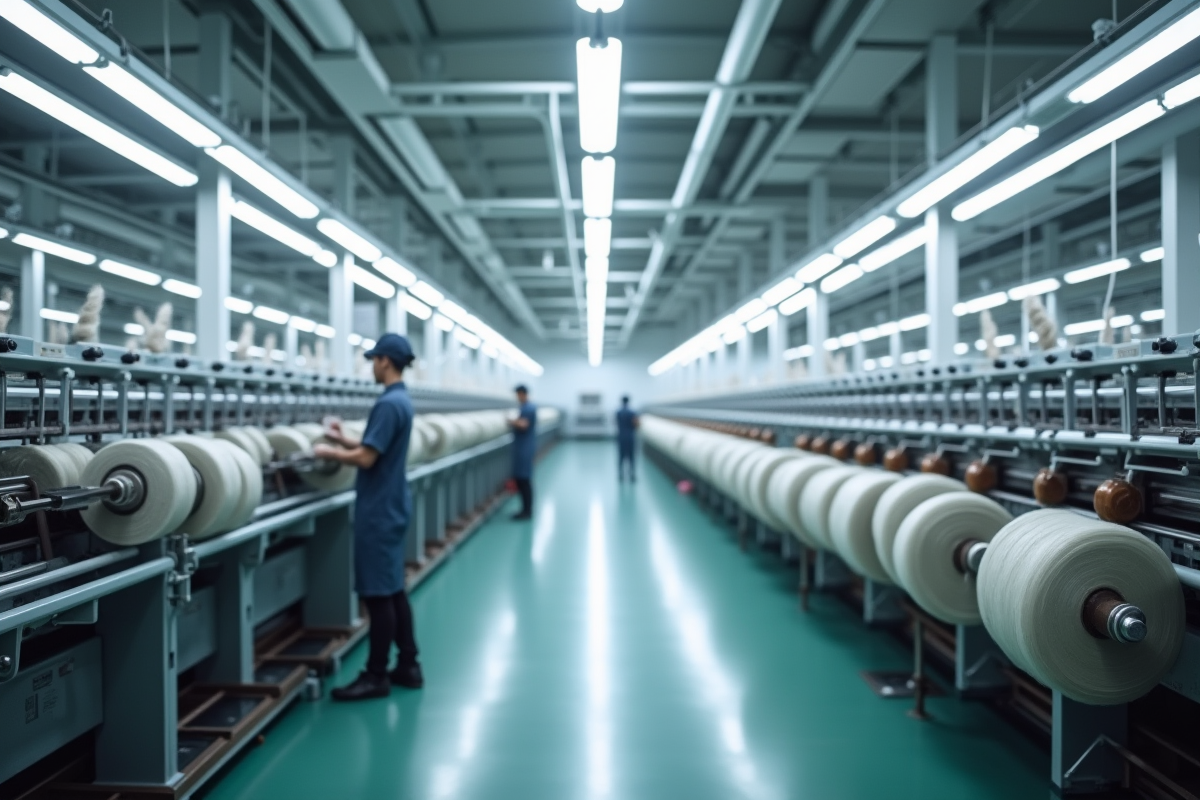 Intérieur d une usine textile avec machines modernes